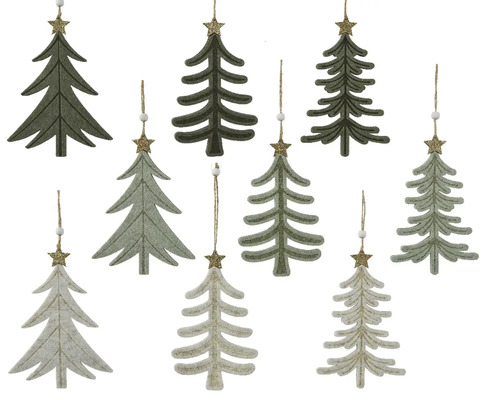 Vianočné ozdoby na stromček v rôznych farbách s hviezdou