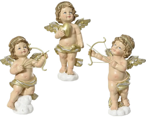 Dekoratívna figúrka anjel s lukom polyresin 15 cm, rôzne druhy Tri dekoratívne figúrky Amora so šípom a lukom