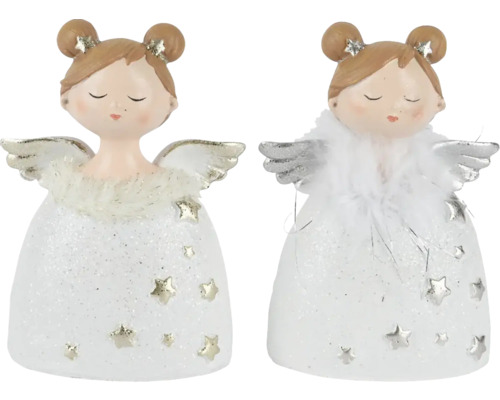 Dve dekoračné figúrky anjelov so vzorom hviezd