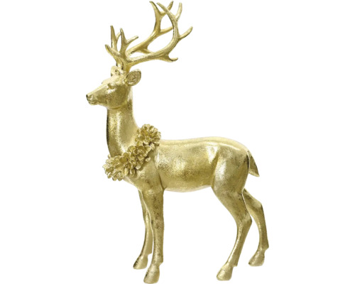Vianočná dekorácia jeleň 39 cm Dekoratívna figúrka jeleňa s kvetinovou ozdobou