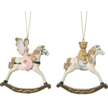 Dve ozdoby hojdacieho koňa s vílou a figúrkou medvedíka