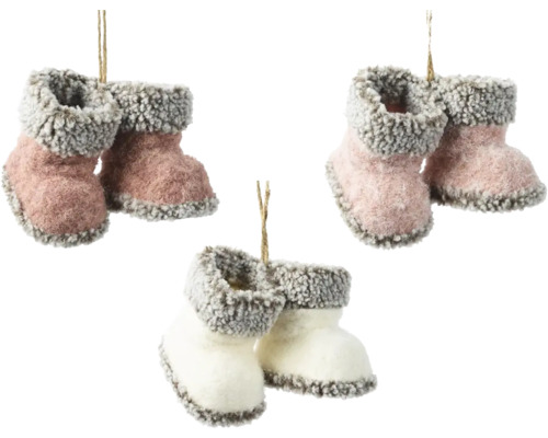 Vianočná ozdoba topánočky textilné 8 cm, rôzne farby Dekoratívna plstená topánka ako ozdoba na vianočný stromček