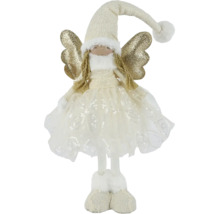 Dekoratívny anjel s krídlami, čiapkou a šatami ako vianočná dekorácia