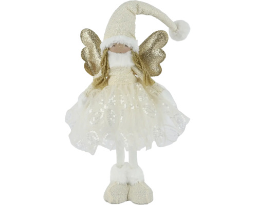 Dekoratívny anjel s krídlami, čiapkou a šatami ako vianočná dekorácia