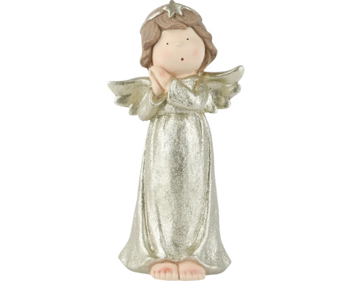 Anjelská figúrka s hviezdou na hlave a zopnutými rukami ako vianočná dekorácia