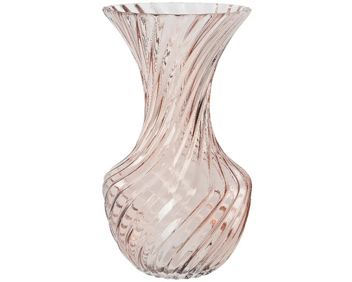 Dekoratívna váza sklenená ružová Dekoratívna sklenená váza so špirálovým dizajnom
