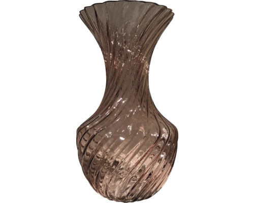 Dekoratívna váza sklenená ružová Dekoratívna sklenená váza so špirálovým dizajnom