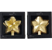 Zlatá sklenená špička na vianočný stromček v balení