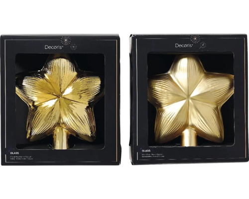 Dekoračný umelý kvet cínie 10 cm Zlatá sklenená špička na vianočný stromček v balení