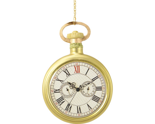 Závesná dekorácia vreckové hodinky 2 x 8 x 11 cm zlaté Zlaté vreckové hodinky ako dekorácia zavesené na retiazke