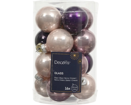 Balenie 16 sklenených vianočných gúľ, priemer 3,5 cm