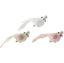 Dekoratívne vtáky s klipom z peria a korunkou, k dispozícii v troch verziách