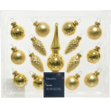 Sada ozdôb na vianočný stromček: špička, vianočné gule a sklenené šišky