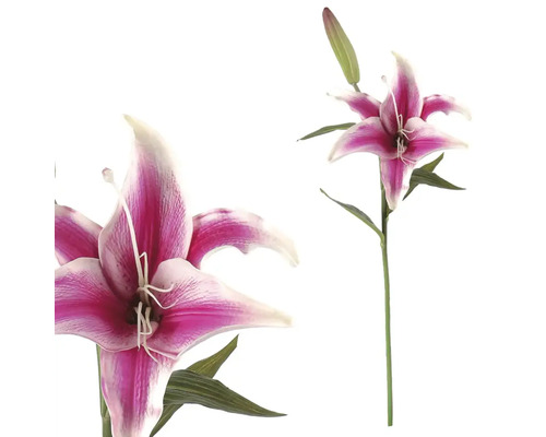 Umelá kvetina ľalia tmavo ružová 60 cm Dekoratívne kvety ľalie so stonkou na dekoráciu miestnosti