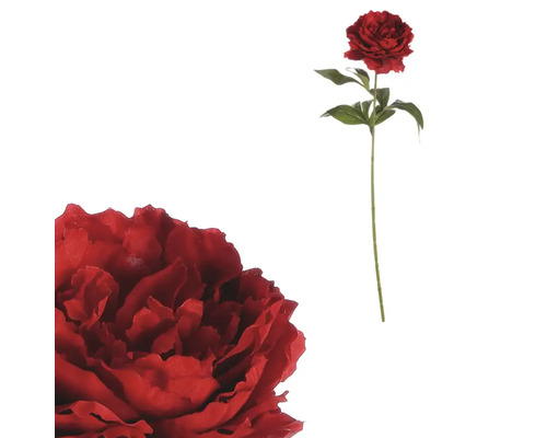 Umelá červená pivonka so stonkou