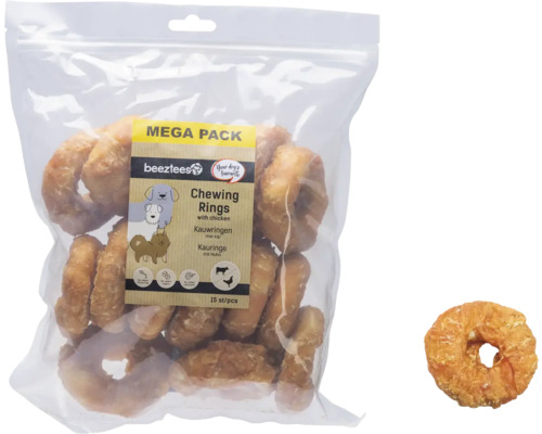 Vrecko žuvacích krúžkov pre psy Beeztees s kuracím mäsom