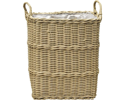 Polyratanový kôš 46x46x53 cm Prútený kvetináč s rúčkami