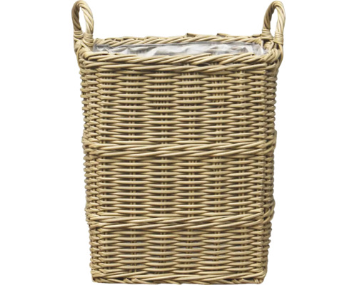 Polyratanový kôš 40x40x46 cm Obdĺžnikový kvetináč z ratanu s držadlami