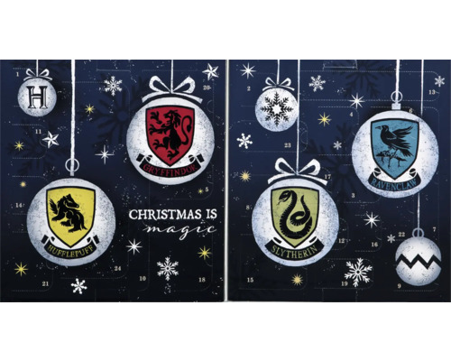 Adventný kalendár Harry Potter s erbmi fakúlt Chrabromil, Bifľomor, Slizolin a Bystrohlav