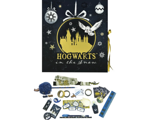 Harry Potter adventný kalendár s rôznymi doplnkami s témou Rokfortu v snehu