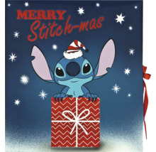 Dekorácia s postavičkou Stitch v darčekovom balení s nápisom Merry Stitch-mas