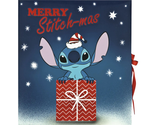 Rozkladací adventný kalendár Stitch Dekorácia s postavičkou Stitch v darčekovom balení s nápisom Merry Stitch-mas