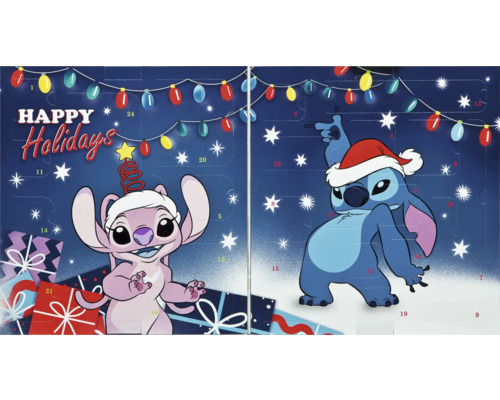 Disney Stitch adventný kalendár s figúrkami a sviatočnými motívmi