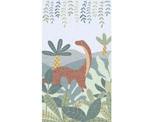 Vliesová fototapeta Lilly & Luis 77062-1 Uni 159 x 280 cm Ilustrácia dinosaura s rastlinami a palmami