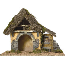 Betlehem z dreva s machovou strechou