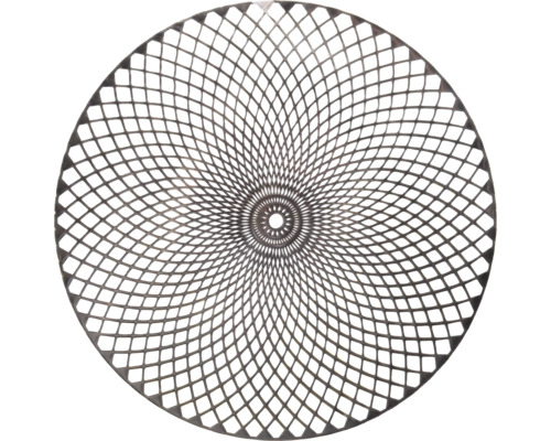 Kruhový kovový prvok s otvoreným kosoštvorcovým vzorom