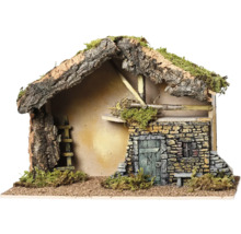 Betlehem z dreva a kameňa pokrytý machom