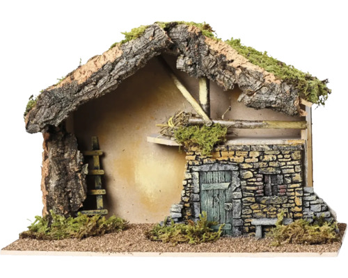 Betlehem drevený 48 x 22 x 32 cm Betlehem z dreva a kameňa pokrytý machom