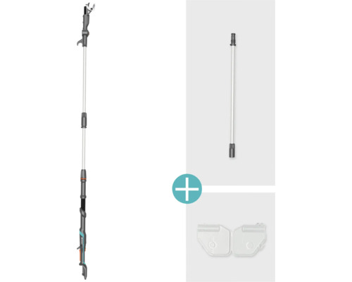 Sada záhradného náradia s nožnicami na konáre, predlžovacou tyčou a rezným nožom