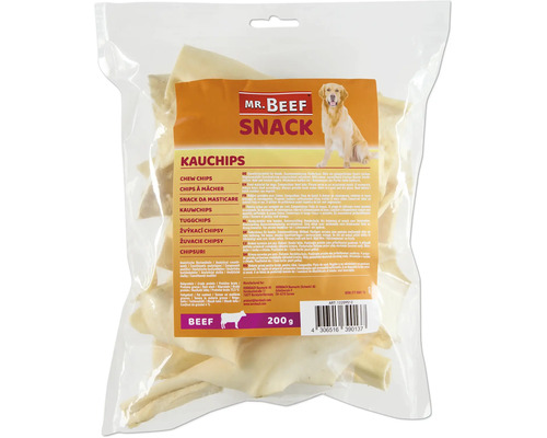 Maškrty pre psov Mr. Beef žuvacie chipsy hovädzie 200 g Mr. Beef Snack žuvacie chipsy pre psy v 200 gramovom balení