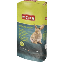 Vrece krmiva pre králiky s obrázkom králika a logom Mr. Corn, 25 kilogramov