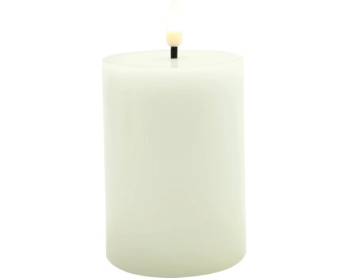 LED sviečka Lafiora hladká Ø 7,5 cm, výška 12,5 cm, biela, časovač 6 h Dekoratívna LED sviečka