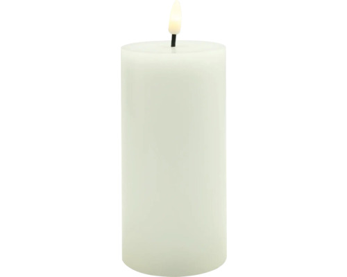 LED sviečka Lafiora hladká Ø 7,5 cm, výška 17,5 cm, biela, časovač 6 h Dekoratívna LED sviečka