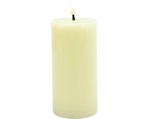 LED sviečka Lafiora hladká Ø 7,5 cm, výška 17,5 cm, krémová, časovač 6 h Dekoratívna LED sviečka