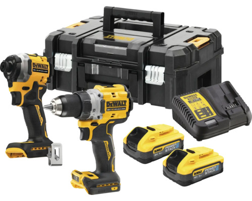 Aku bezuhlíková kombo sada DeWalt 18V DCK2051H2T, Príklepová vŕtačka DCD800 a Rázový uťahovač DCF850 Sada akumulátorových skrutkovačov s kufríkom na náradie, nabíjačkou a akumulátormi od spoločnosti Dewalt