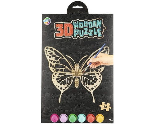 Moxy 3D drevené puzzle motýľ, 22 dielikov