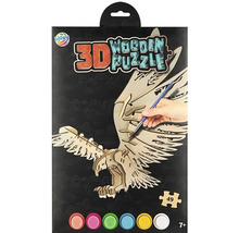 3D drevené puzzle orol s farbami a štetcom