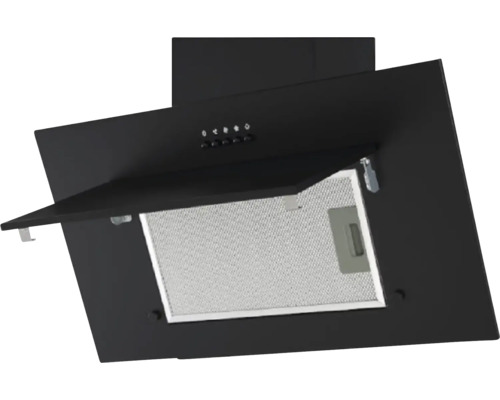 Čierny digestor s kovovým tukovým filtrom