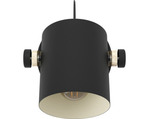 Čierna závesná lampa s objímkou a tienidlom