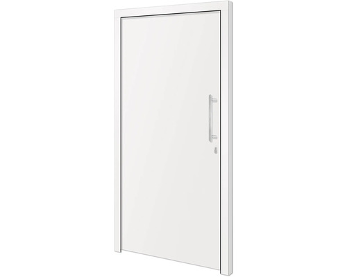 Biele interiérové dvere s nerezovou kľučkou a zámkom