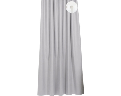 Sivý sprchový záves s háčikmi na zavesenie