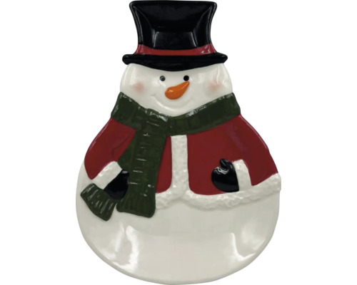 Figúrka snehuliaka s klobúkom a šálom ako vianočná dekorácia