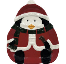 Tanier v tvare tučniaka s čiapkou a kabátom