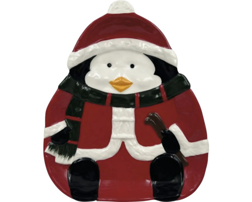 Tanier v tvare tučniaka s čiapkou a kabátom