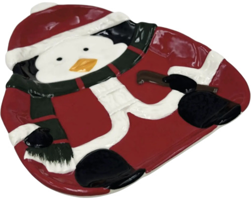 Tanier v tvare tučniaka so zimným oblečením