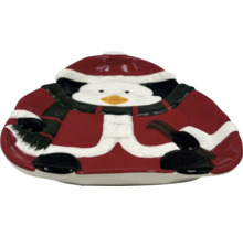 Ozdobná misa s dizajnom tučniaka s vianočnou čiapkou a šálom